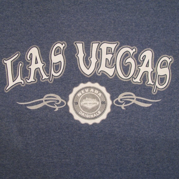 LAS VEGAS Spell Out Graphic Tee Mens Size 3XL Blue ✳️ Flaw - Picture 2 of 6